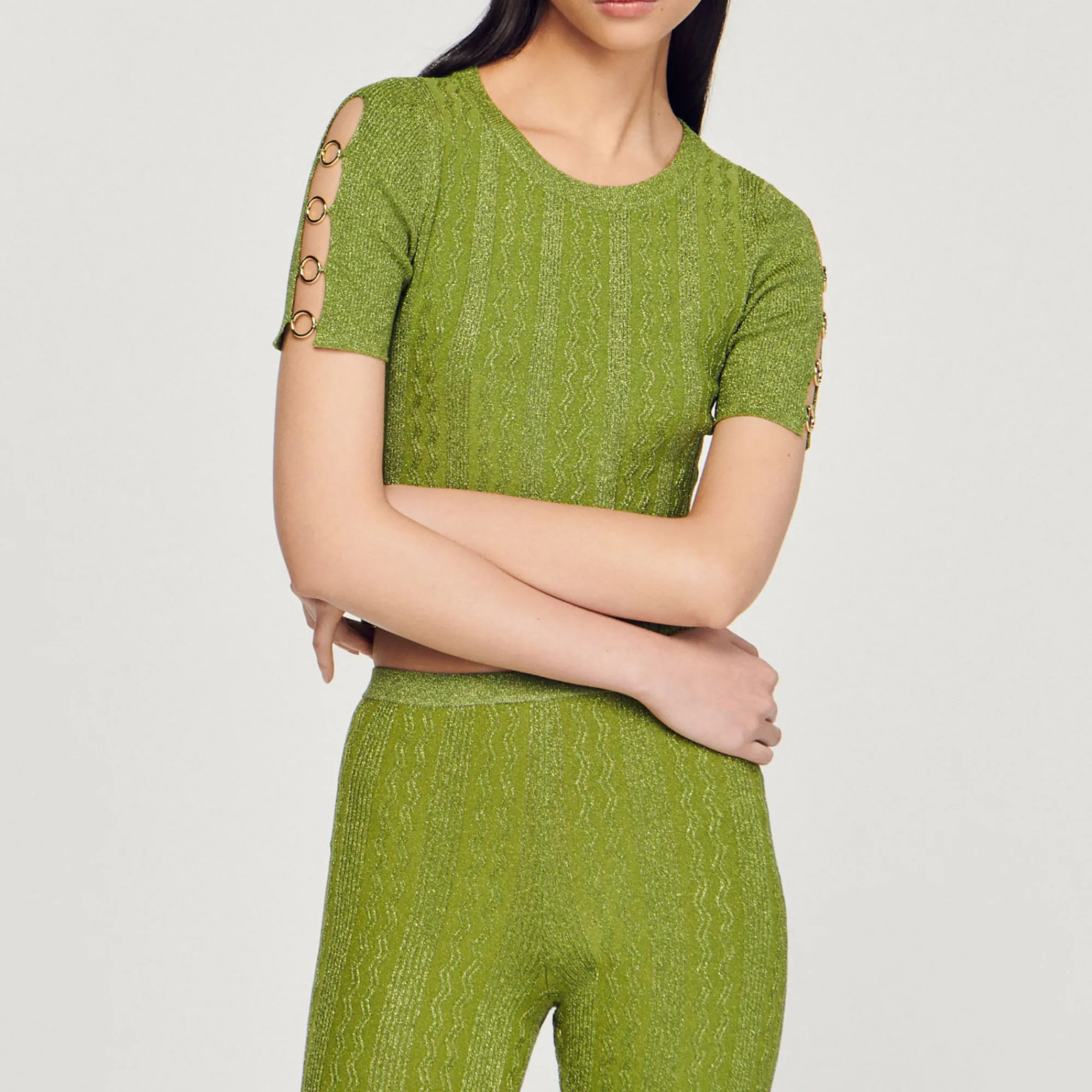 Pullover Corto In Maglia Metallizzata>Sandro Paris Cheap