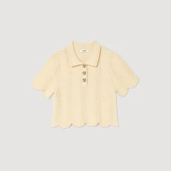 Pullover Corto In Maglia><noscript><img width=