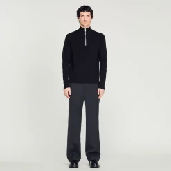 Pullover In Lana Con Zip Sul Collo>Sandro Paris Shop
