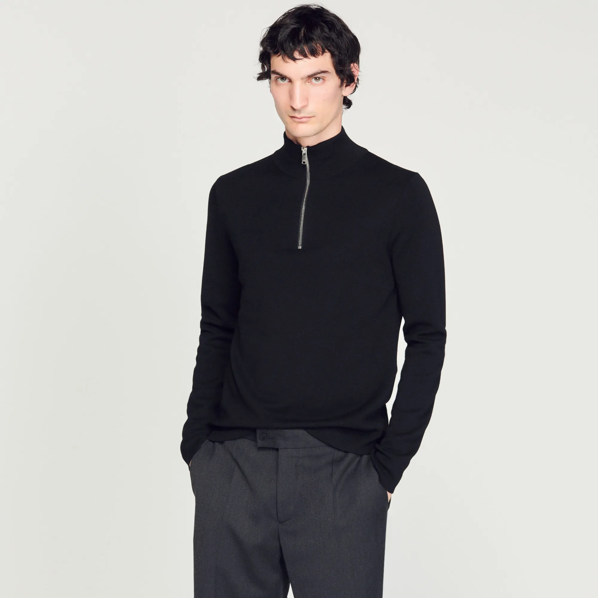 Pullover In Lana Con Zip Sul Collo>Sandro Paris Shop