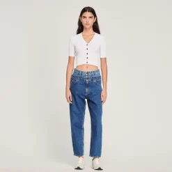 Pullover In Maglia Con Bottoni Fantasia>Sandro Paris Cheap