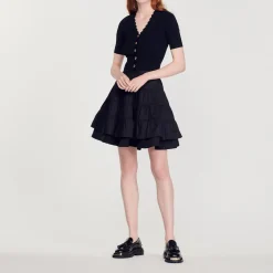 Pullover In Maglia Con Bottoni Fantasia>Sandro Paris Flash Sale
