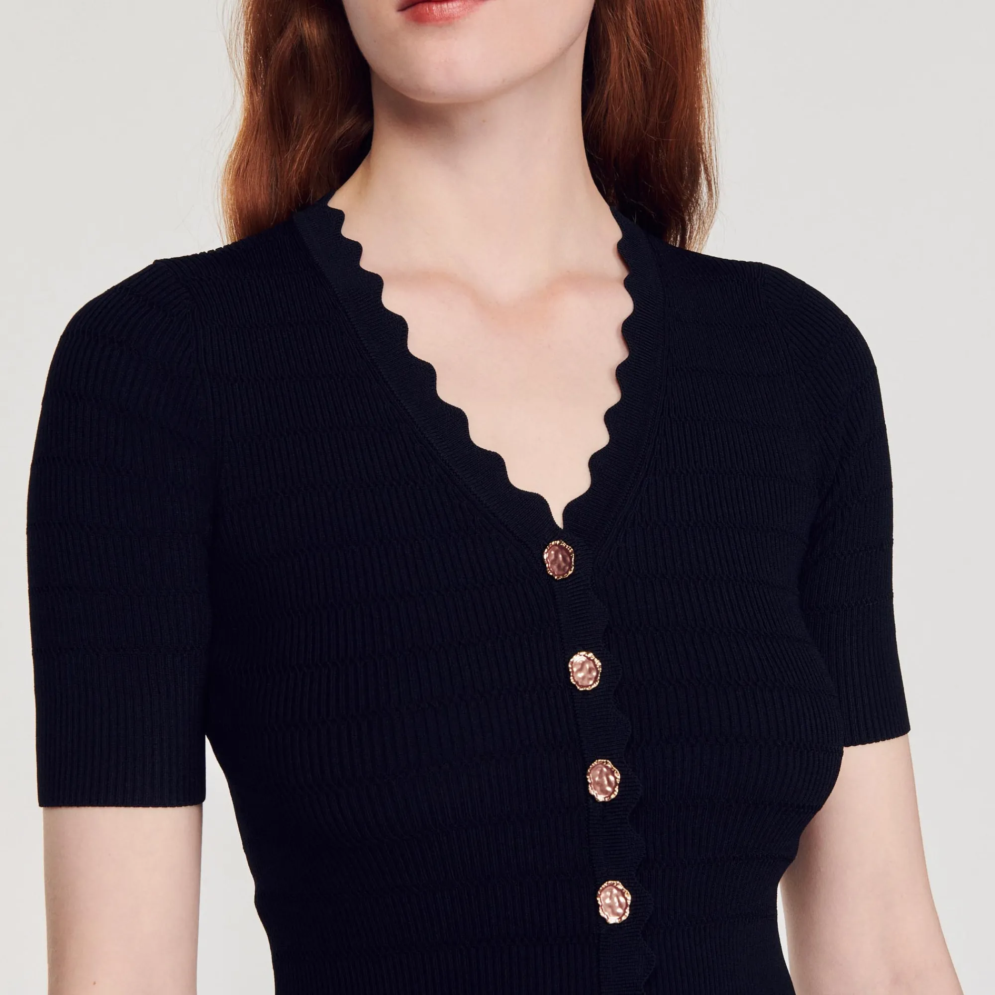 Pullover In Maglia Con Bottoni Fantasia>Sandro Paris Flash Sale