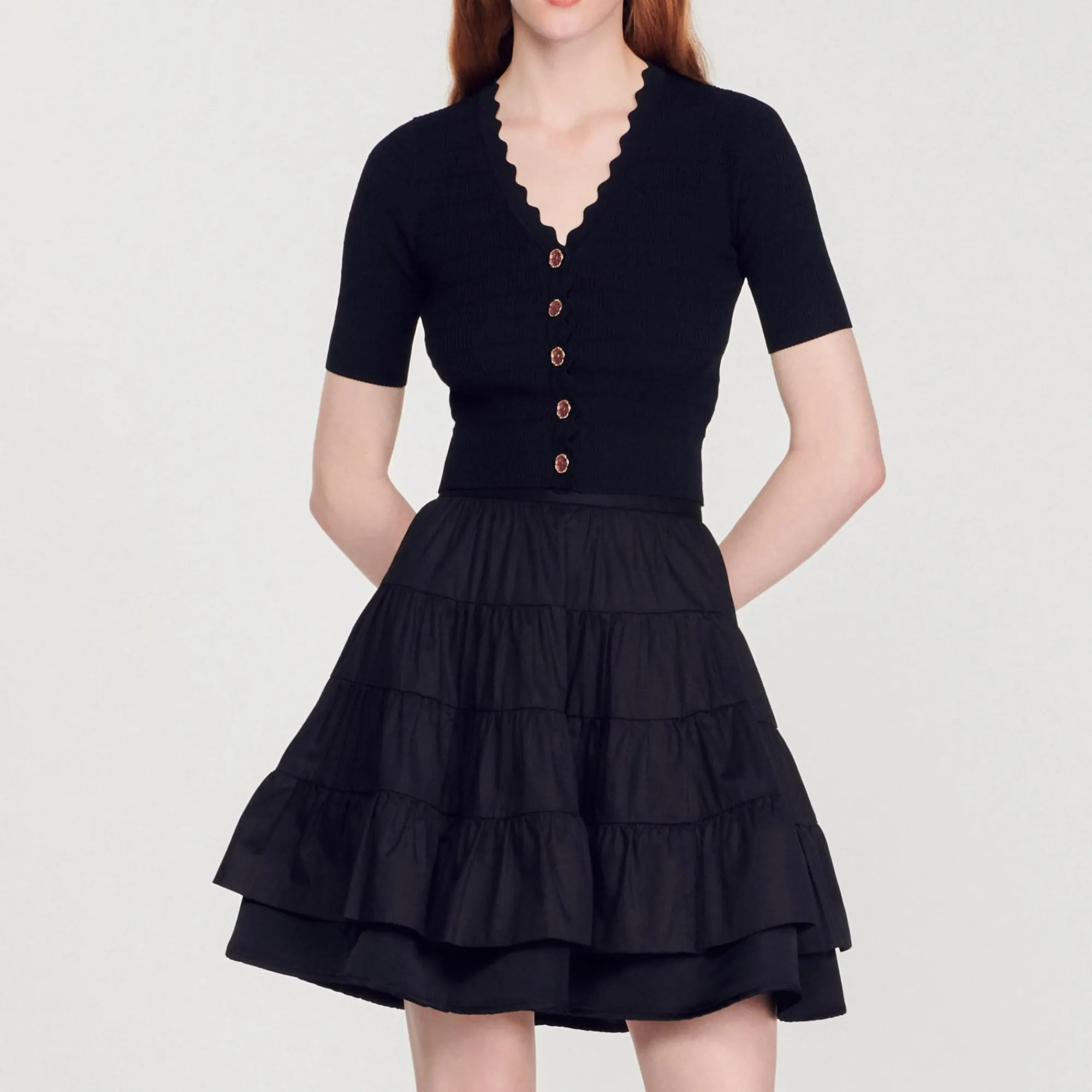 Pullover In Maglia Con Bottoni Fantasia>Sandro Paris Flash Sale