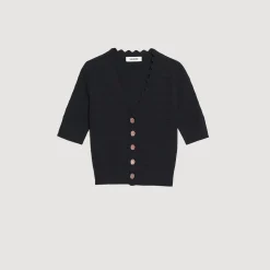 Pullover In Maglia Con Bottoni Fantasia><noscript><img width=