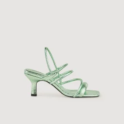 Sandali In Pelle Metallizzata>Sandro Paris Cheap
