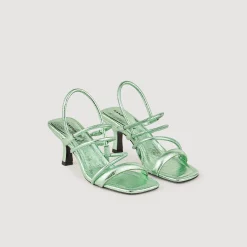 Sandali In Pelle Metallizzata>Sandro Paris Cheap