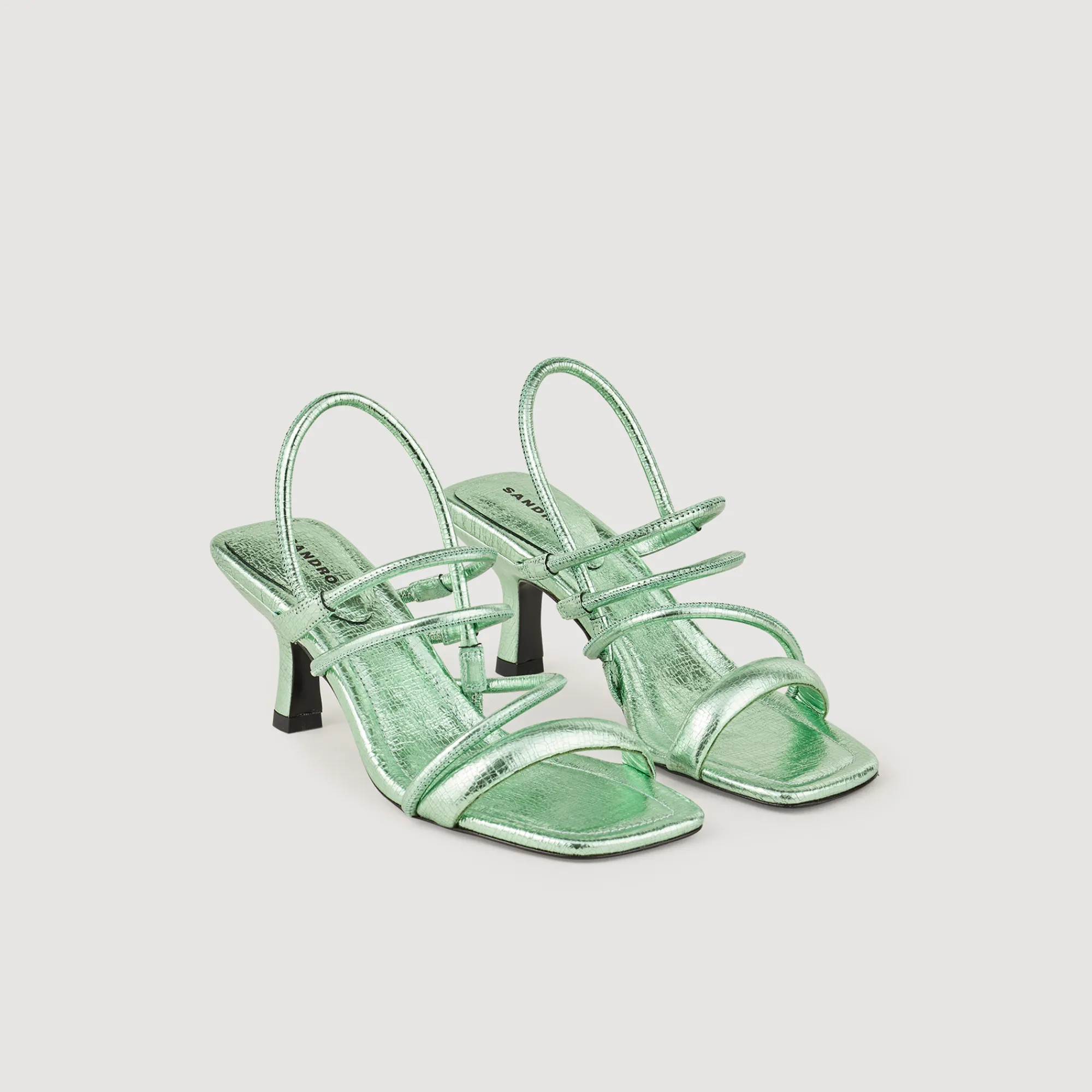 Sandali In Pelle Metallizzata>Sandro Paris Cheap