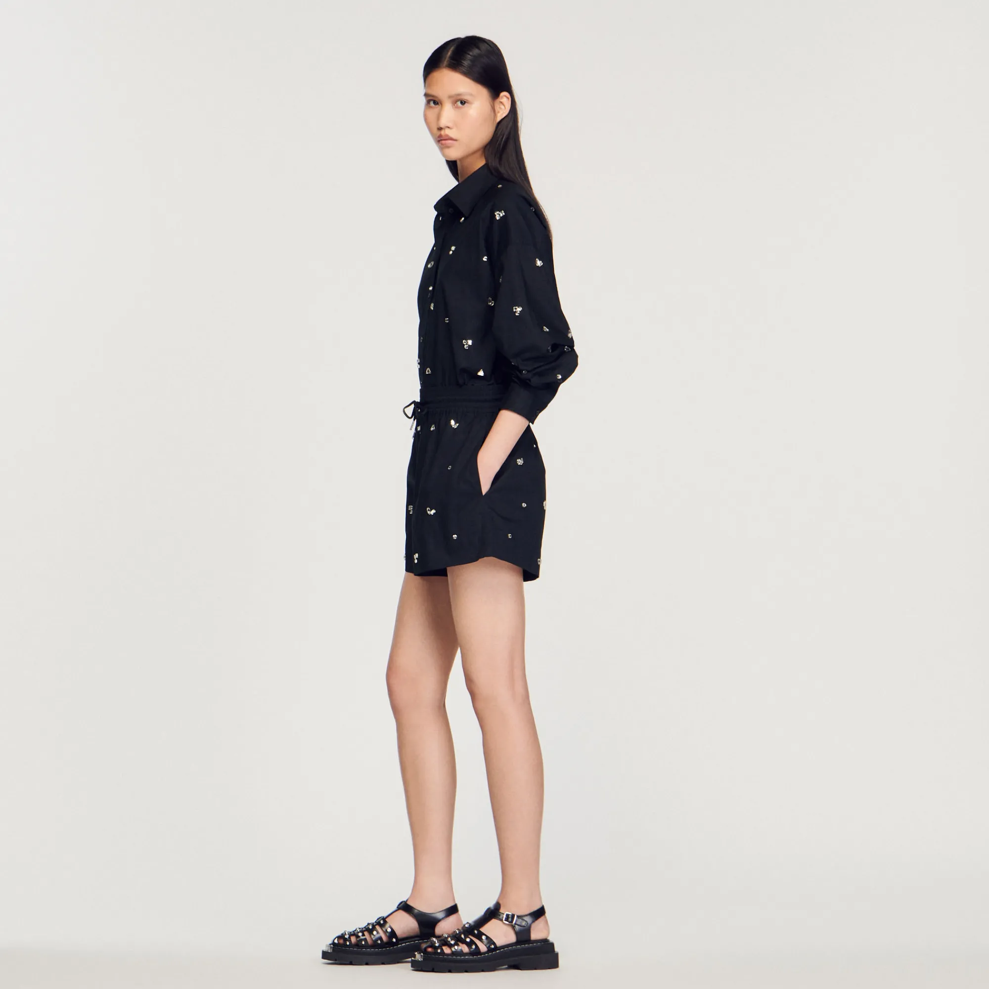 Short Con Strass Ricamati A Mano>Sandro Paris Shop
