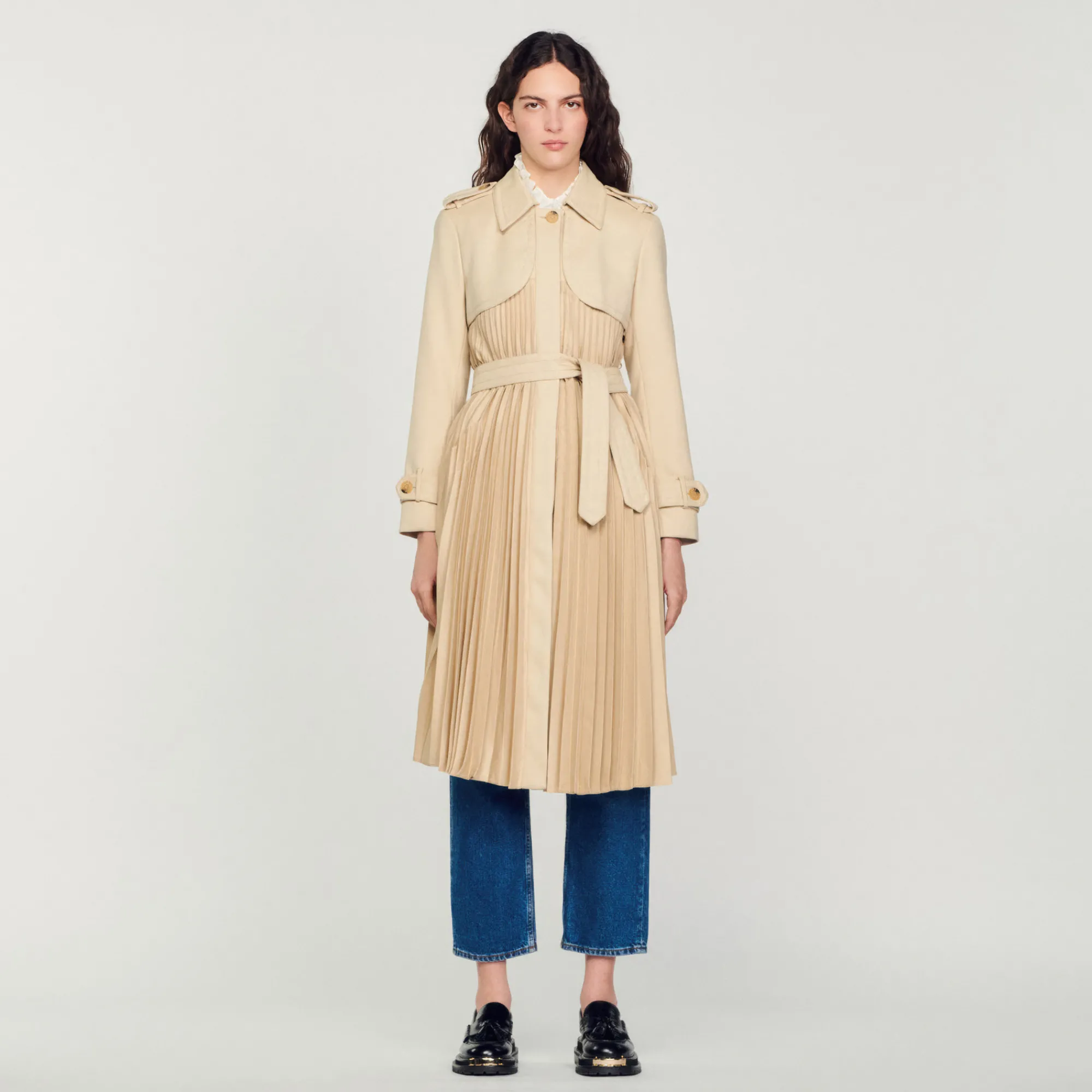 Trench Plissettato Con Cintura>Sandro Paris Sale