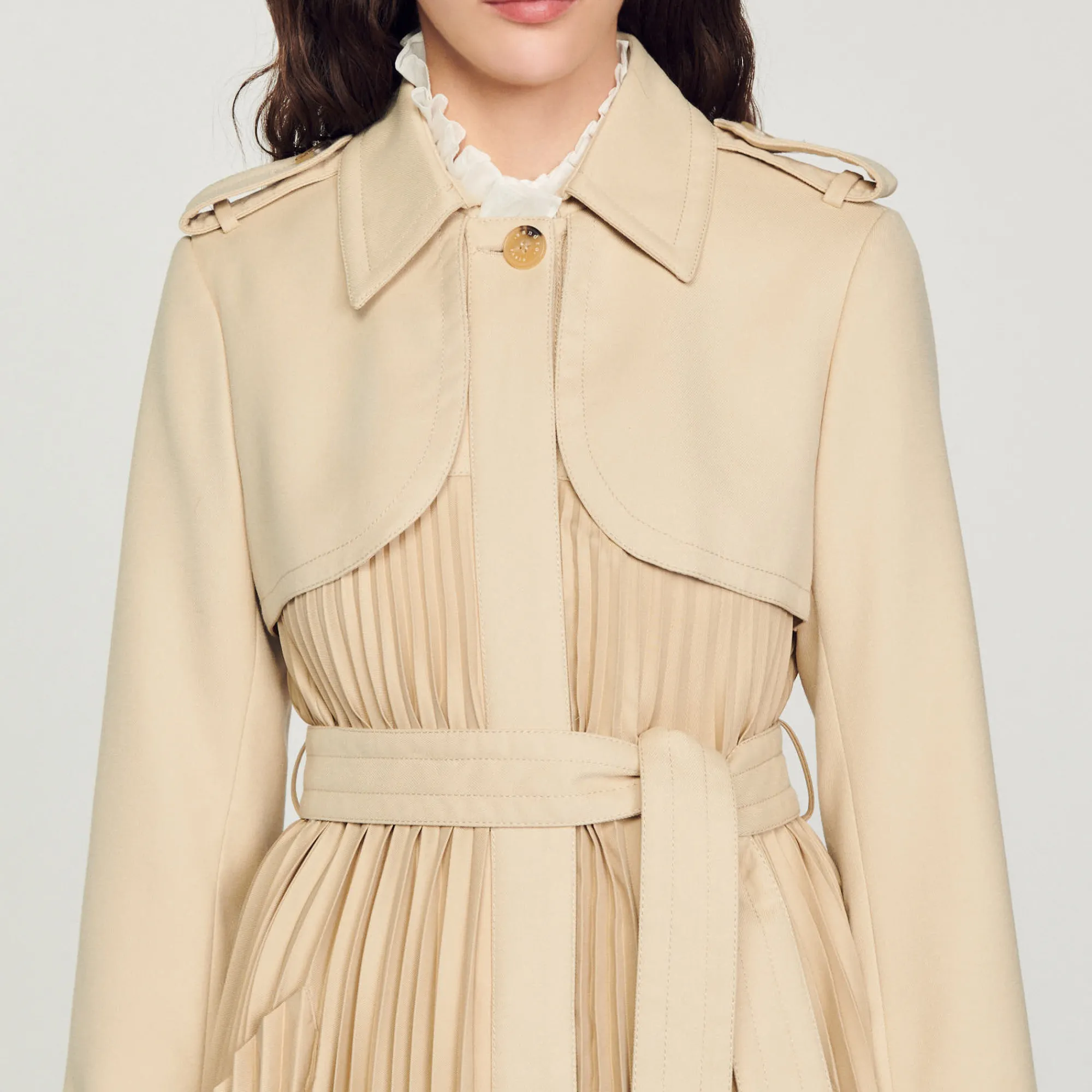 Trench Plissettato Con Cintura>Sandro Paris Sale