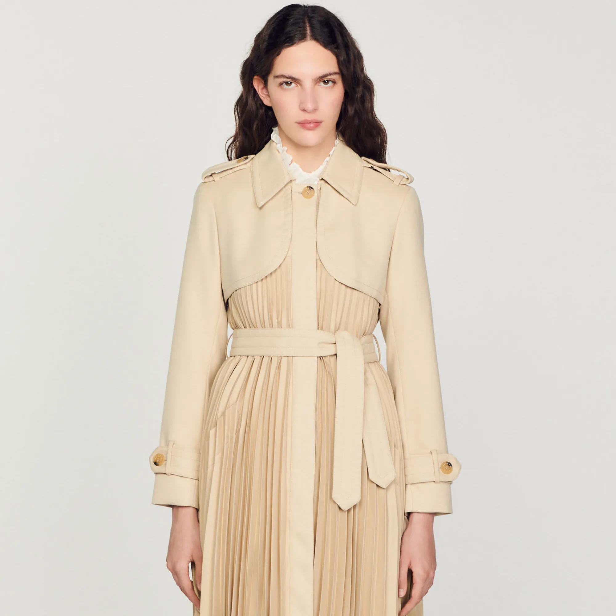 Trench Plissettato Con Cintura>Sandro Paris Sale