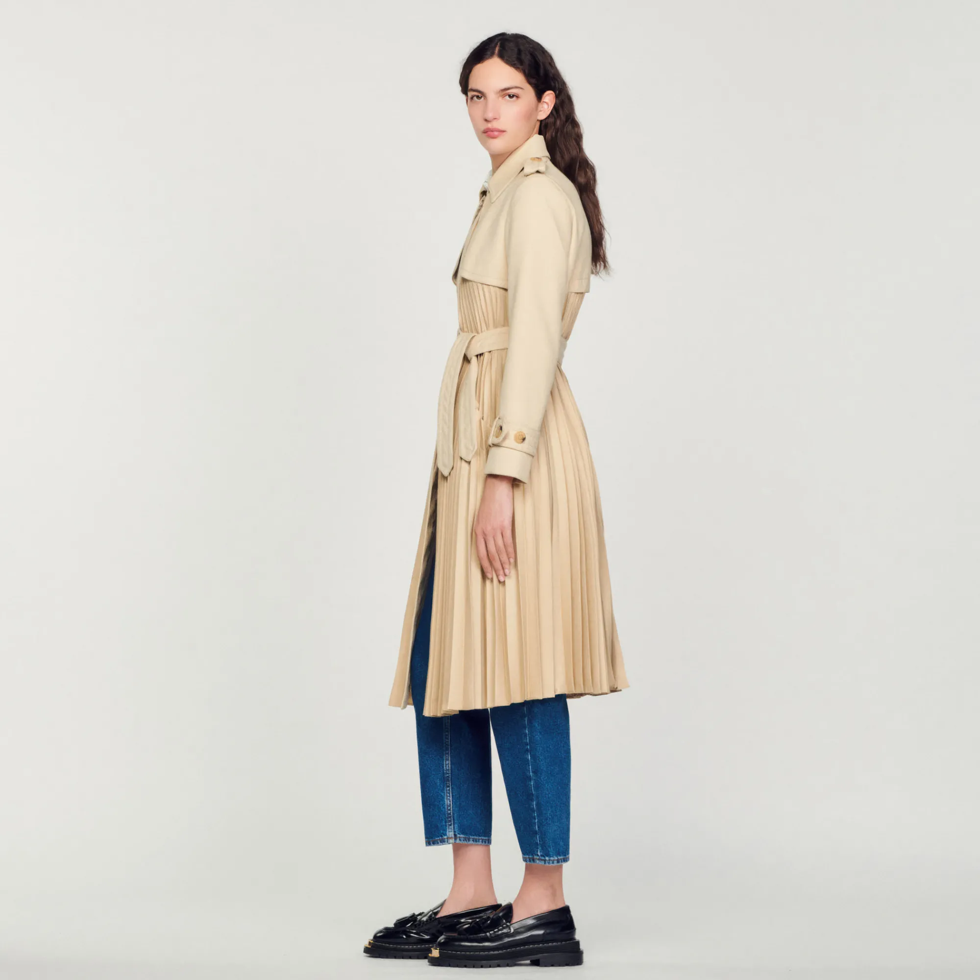 Trench Plissettato Con Cintura>Sandro Paris Sale