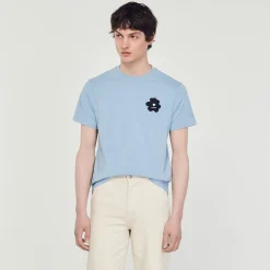 T-Shirt Con Applicazione Floreale><noscript><img width=
