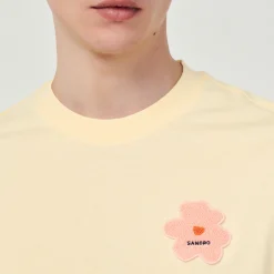 T-Shirt Con Applicazione Floreale><noscript><img width=