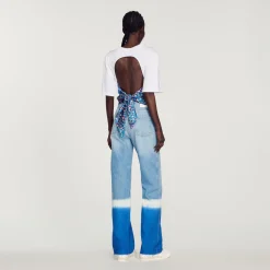 T-Shirt Con Foulard Aperta Sul Retro><noscript><img width=