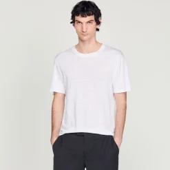 T-Shirt In Lino Certificato><noscript><img width=