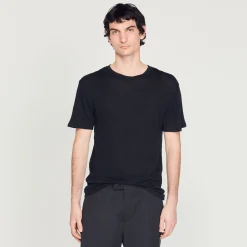 T-Shirt In Lino Certificato><noscript><img width=