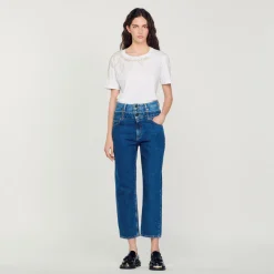 T-Shirt Ornata Da Strass>Sandro Paris Cheap