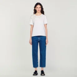 T-Shirt Ornata Da Strass>Sandro Paris Cheap