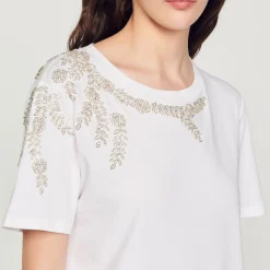 T-Shirt Ornata Da Strass><noscript><img width=