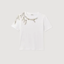 T-Shirt Ornata Da Strass><noscript><img width=