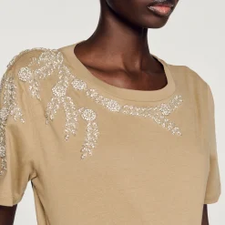 T-Shirt Ornata Da Strass><noscript><img width=
